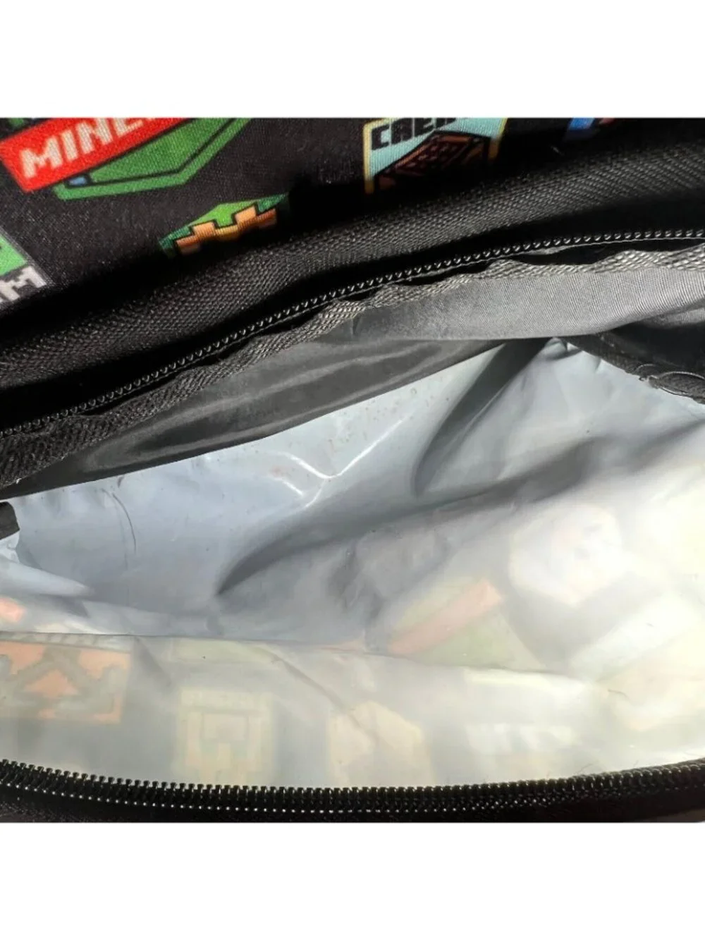 Minecraft Creeper Backpack Detachable Lunch Bag School Kids Boys Black Green